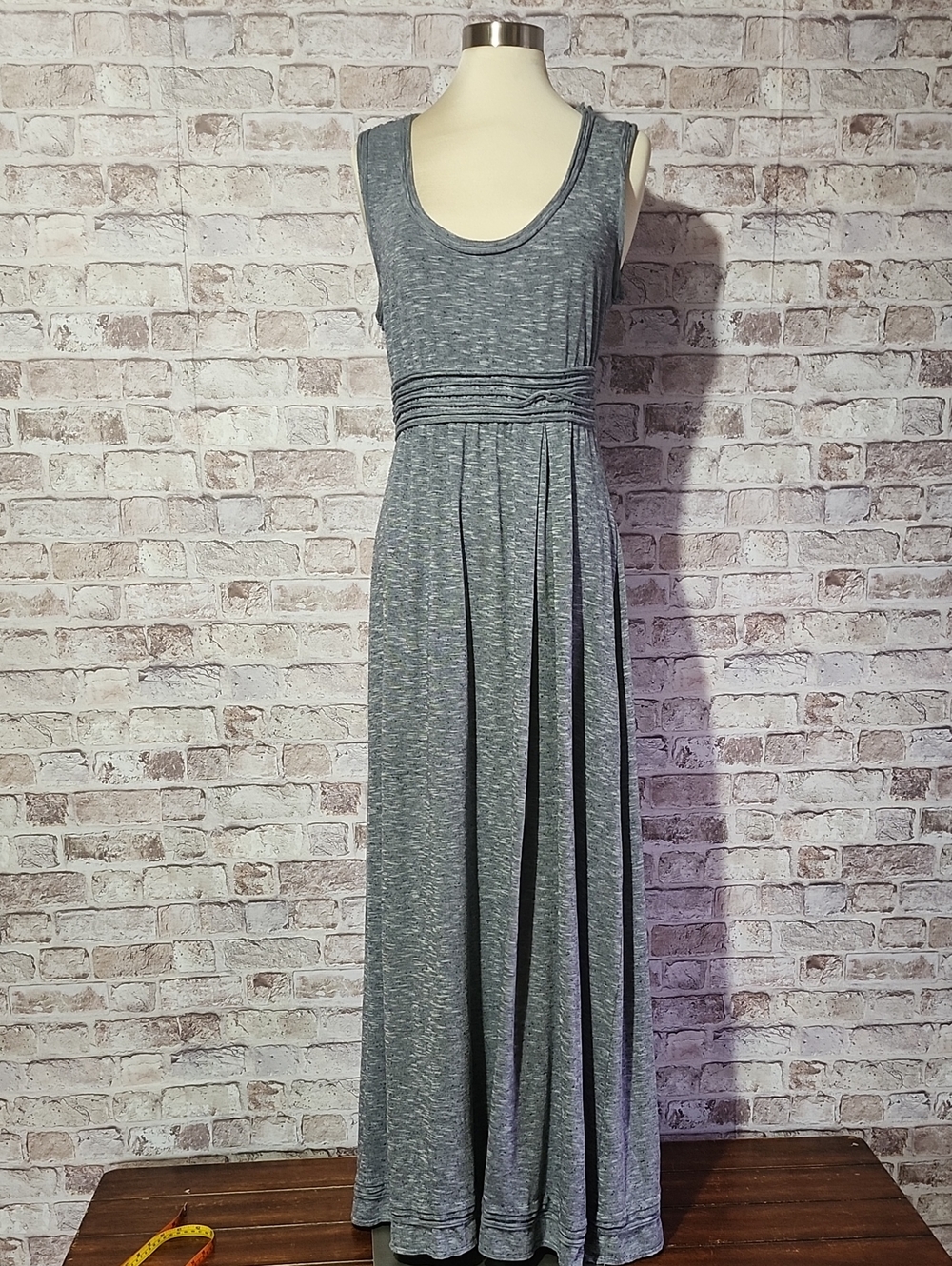 Max Studio Gray Sleeveless Maxi Dress with Cinched Waistband
